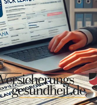 Bild einer Person, die an einem Computer sitzt und eine Krankenversicherungspolice ausstellt