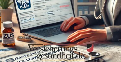Bild einer Person, die an einem Computer sitzt und eine Krankenversicherungspolice ausstellt