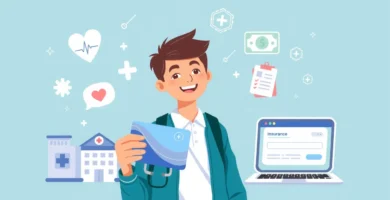 Image of a young man holding an insurance certificate while smiling