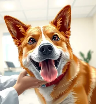 Bild eines Hundes, der in einer Tierklinik seine Zunge herausstreckt