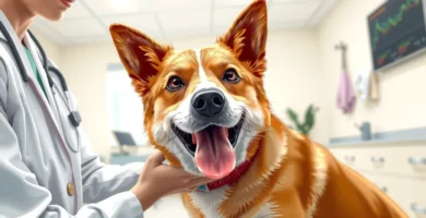 Bild eines Hundes, der in einer Tierklinik seine Zunge herausstreckt