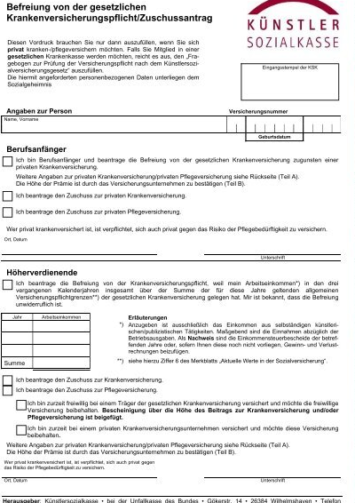 Befreiung krankenkasse