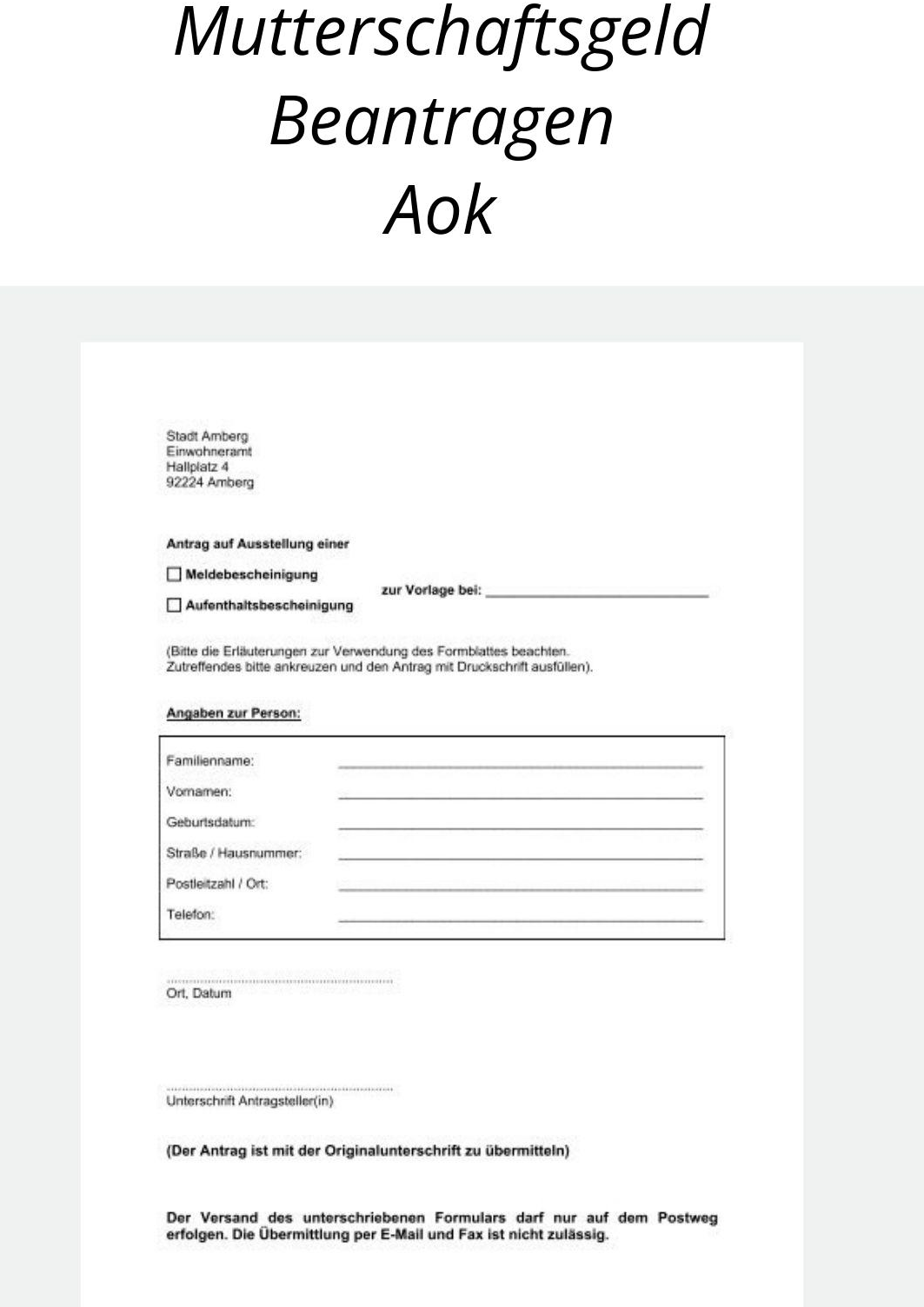 Mutterschaftsgeld antrag