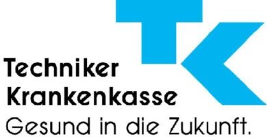 Firmenlogo in blau auf weißem Hintergrund