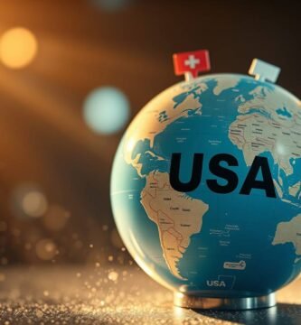 Bild einer Weltkarte mit dem Wort USA in der Mitte