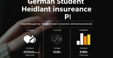 Abbildung von Versicherungssymbolen und Grafiken mit Informationen zum Artikel mit einem Foto einer Person im Hintergrund