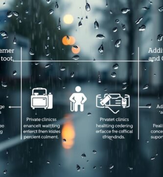 Bild einer Infografik mit Informationen und medizinischen Symbolen zum Thema, im Hintergrund ist die Stadt unscharf dargestellt