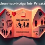 Abbildung auf grauem Hintergrund eines in drei Teile gefalteten Papiers, in der Mitte ein Bild von Ärzten mit Symbolen und Informationen an den Seiten