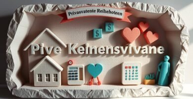 Cartoon-artiges Bild eines Hauses mit Herz und medizinischen Symbolen