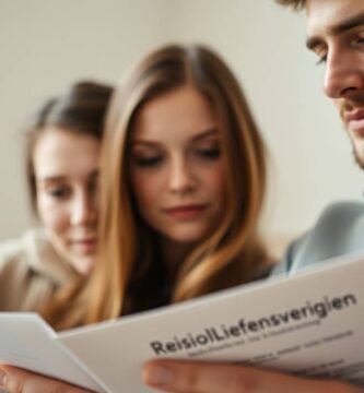 Bild einer Gruppe junger Leute, die einige Dokumente zur Krankenversicherung durchsehen